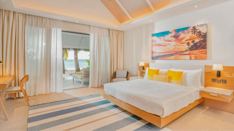 The interior of a beach villa at Nova Maldives