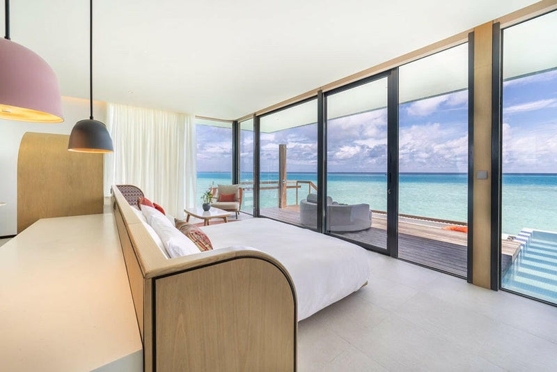 SO/ Maldives Overwater Pool Villa interior and deck