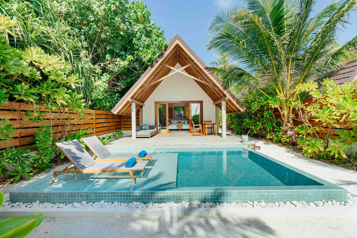 A Pool Beach Villa Sunset at Fushifaru Maldives, Lhaviyani Atoll