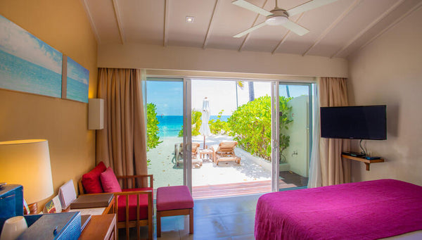 Another view of a Deluxe Ocean Front Beach Villa at Centara Ras Fushi Resort & Spa Maldives.