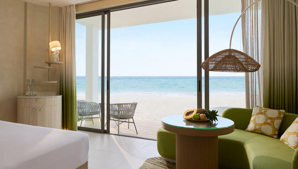 A Mirage Beachfront Room at Centara Mirage Lagoon Maldives.