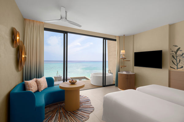 An Overwater Villa with Jacuzzi at Centara Mirage Lagoon Maldives.