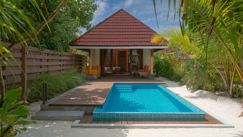 Another view of a Pool Beach Villa at Dhigufaru Island Resort.