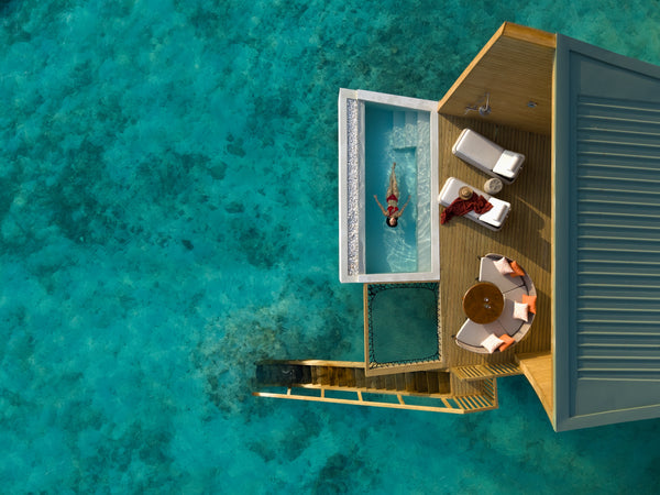 Another view of a Mirage Overwater Sunrise Pool Villa at Centara Mirage Lagoon Maldives.