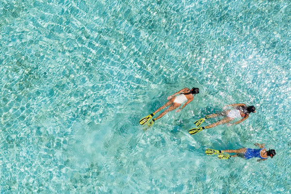 Niva Velassaru Maldives and its reef from the air.
