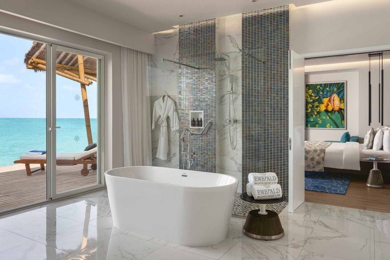 A third view of a Water Villa at Emerald Maldives Resort & Spa.