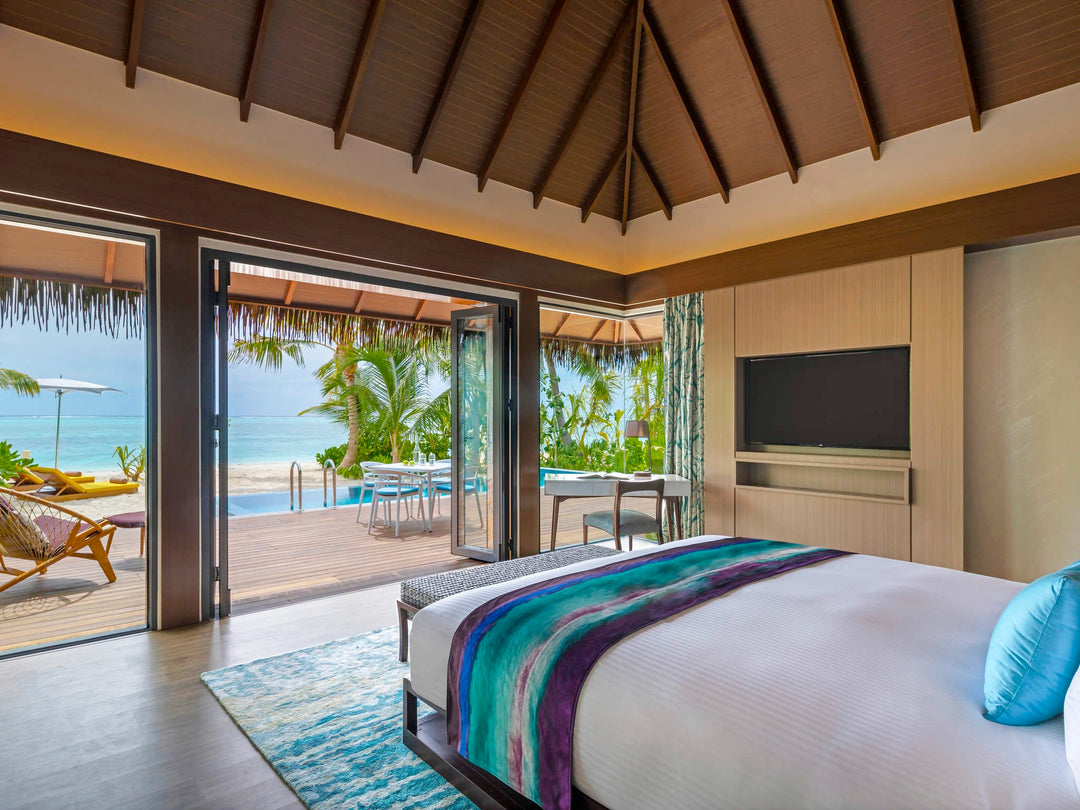 A Beach Pool Villa at Pullman Maldives Maamutaa, on the sand with a private pool