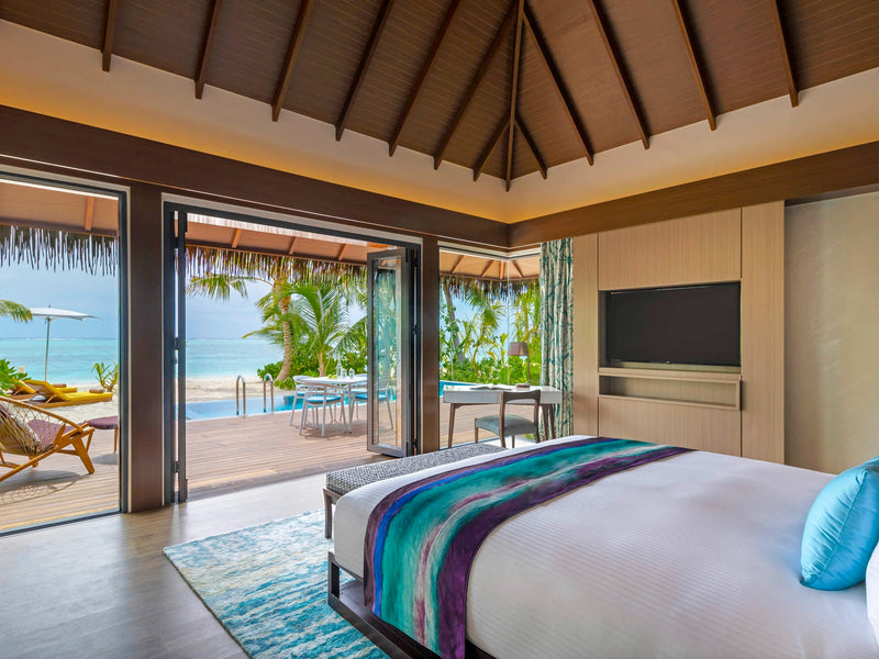 A Beach Pool Villa at Pullman Maldives Maamutaa, on the sand with a private pool