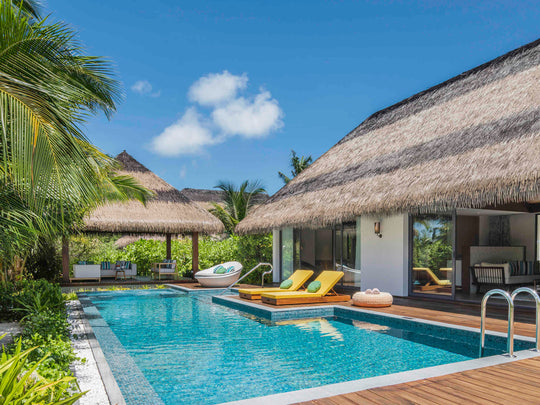 A Two Bedroom Beach Pool Villa at Pullman Maldives Maamutaa, on the sand with a private pool