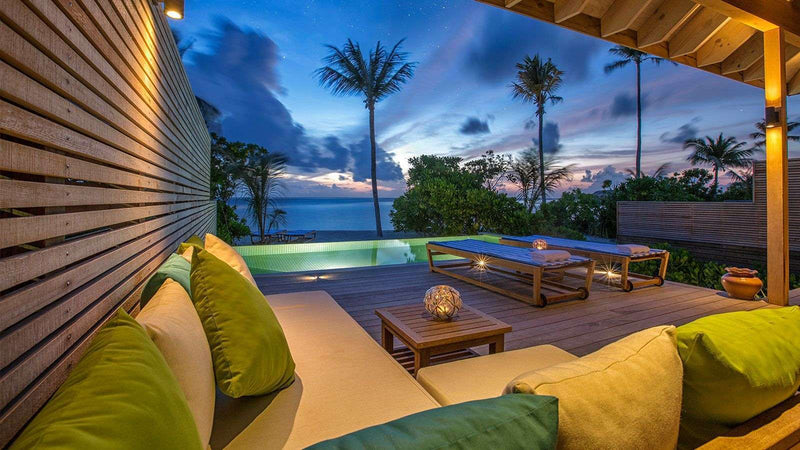 The sea seen from a Beach Pool Villa at Hurawalhi Maldives.