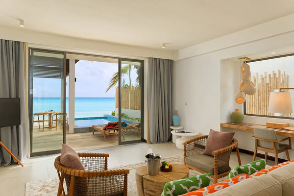 Another view of a Beach Pool Suite at Meyyafushi Maldives.