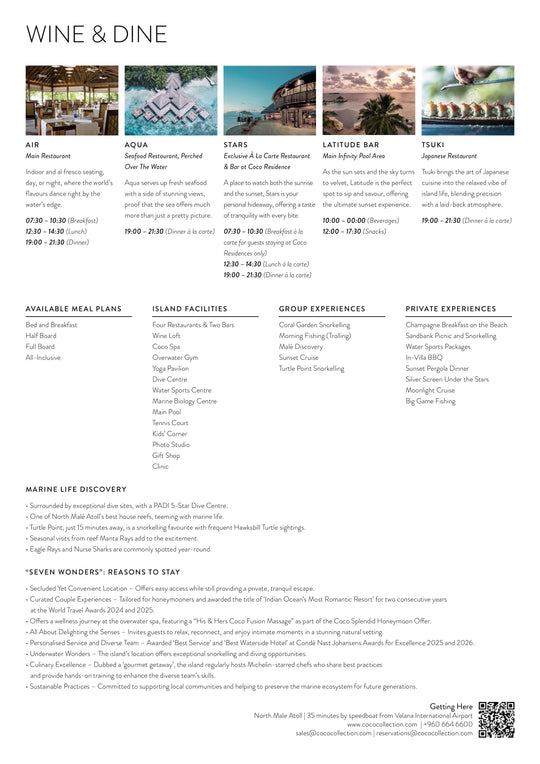 Coco Bodu Hithi Maldives - Wine &amp; Dine