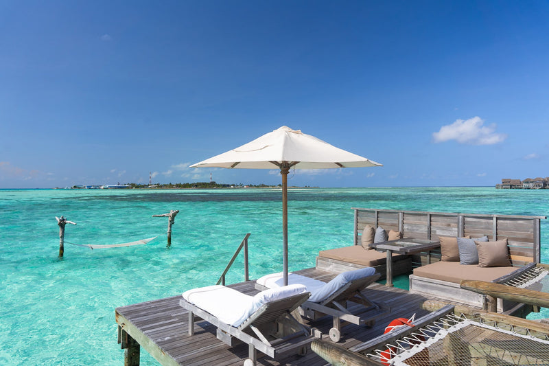 A Crusoe Residence Island View at Gili Lankanfushi Maldives.