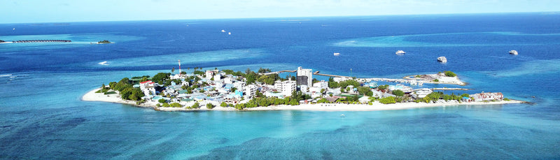 Aerial view of Gulhi island and its lagoon