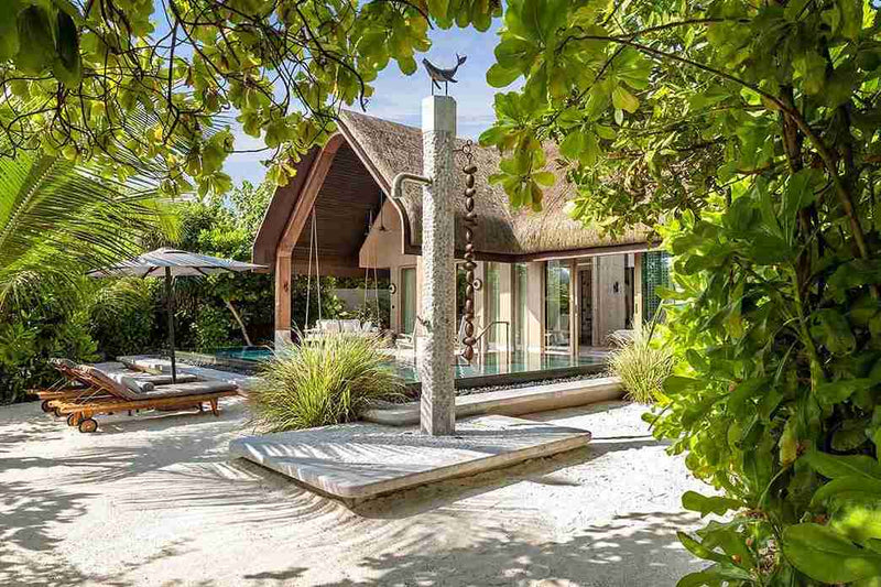 The outdoor space of a Grand Beach Pool Villa at JOALI BEING.