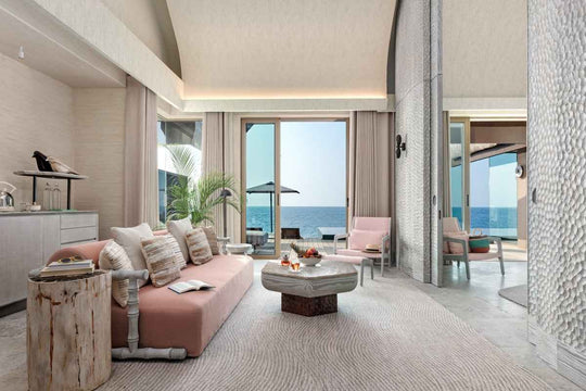 JOALI BEING, Raa Atoll — the living room of a Grand Ocean Pool Villa