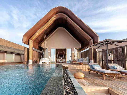 JOALI BEING, Raa Atoll — the sundeck of a Sunset Ocean Pool Villa
