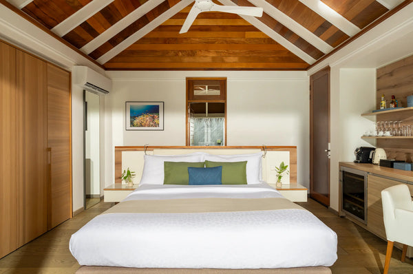 The interior of a Beach Villa at Kandolhu Maldives.