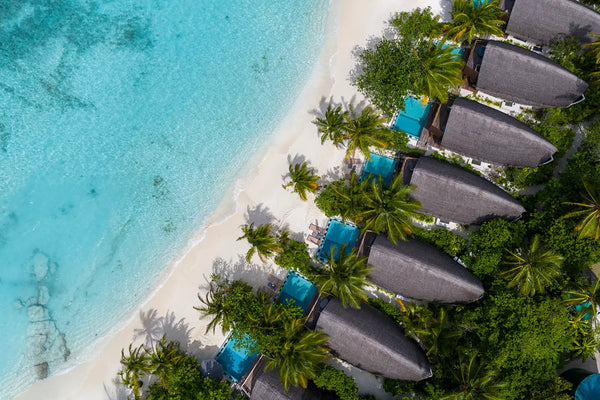 An aerial view of a Duplex Pool Villa at Kandolhu Maldives.