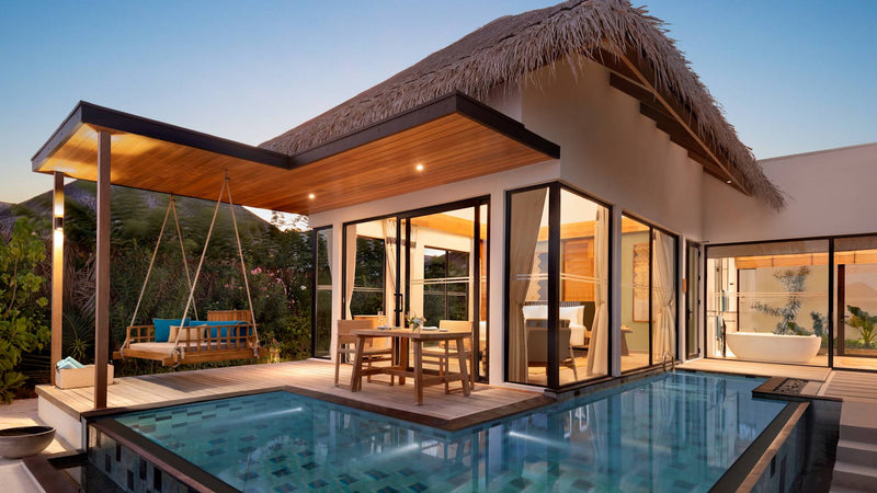 A One-Bedroom Beach Pool Villa at Hilton Maldives Amingiri Resort & Spa.