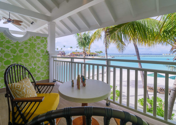 The terrace of a Sky Room at SAii Lagoon Maldives.