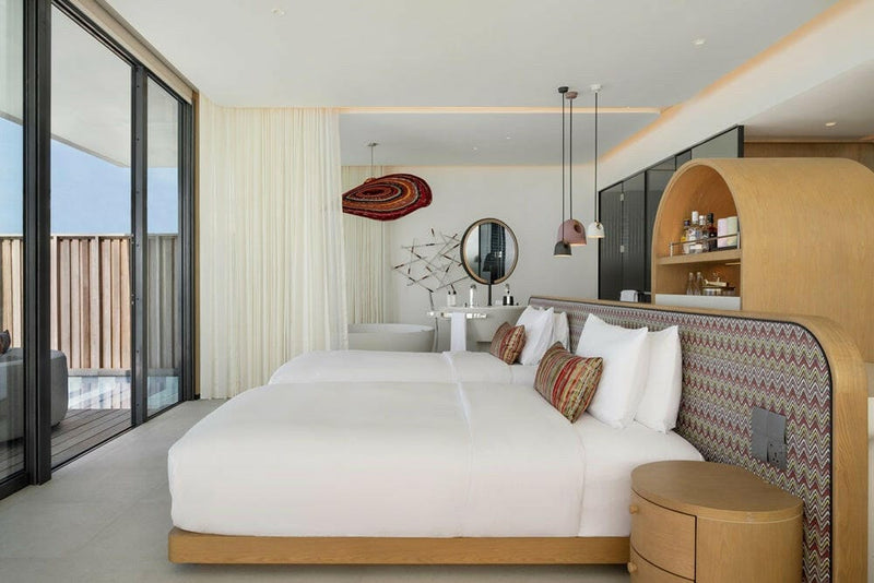 SO/ Maldives Overwater Villa bedroom interior