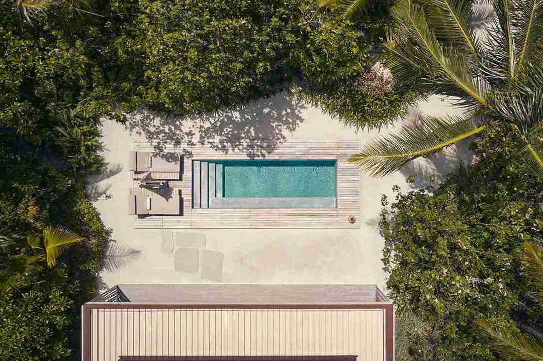 Patina Maldives, Fari Islands — One Bedroom Beach Pool Villa from the air