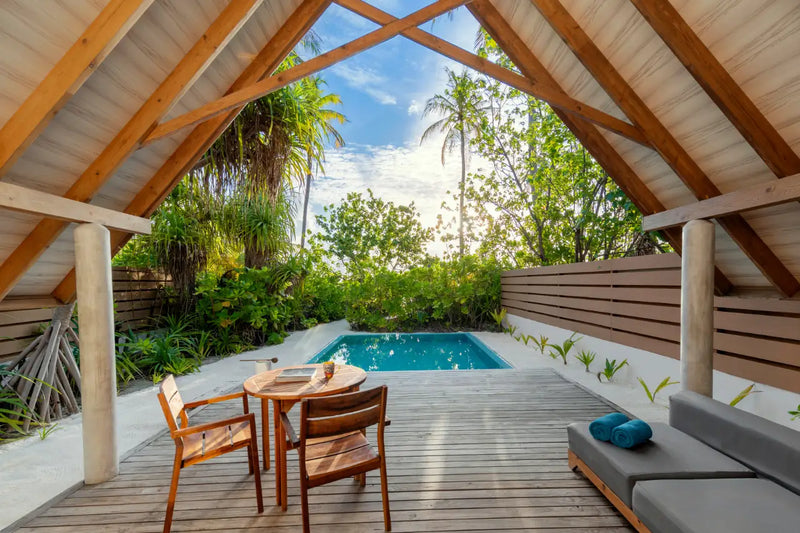 Another view of a Pool Beach Villa Sunrise at Fushifaru Maldives.