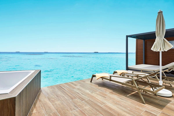 A Suite over the water at Hotel Riu Palace Maldivas.