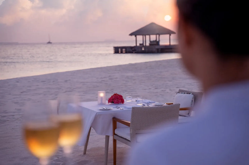 Dining on the beach at Niva Velassaru Maldives.