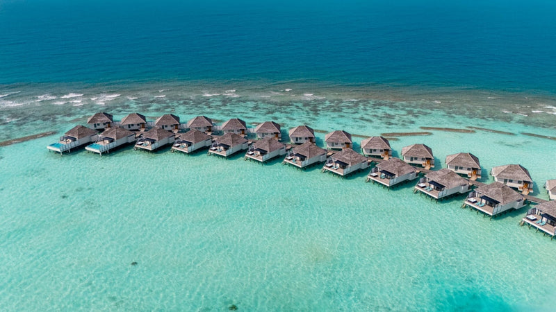 A water villa at Nova Maldives seen from the air