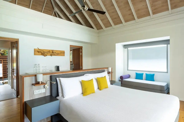The second bedroom of a Two Bedroom Beach House at Niva Kuramathi Maldives.