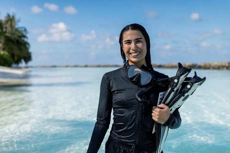 The marine biologist at work at Niva Kurumba Maldives.
