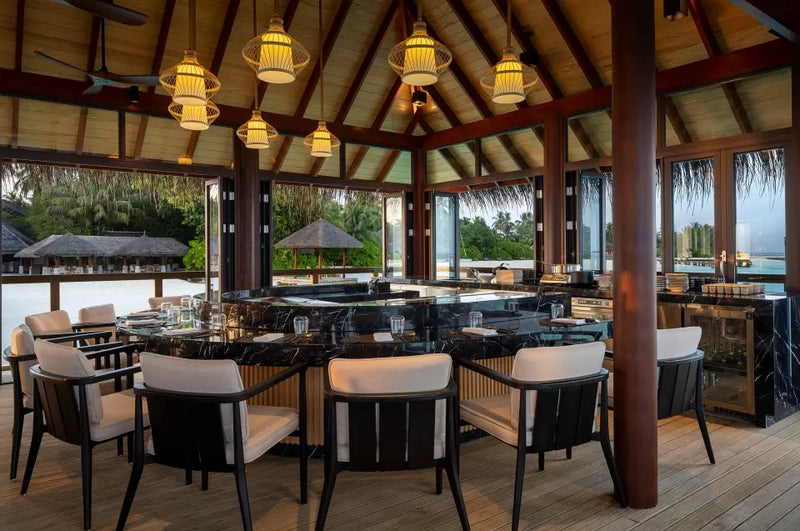 The teppan counter at Sora, Niva Velassaru Maldives.