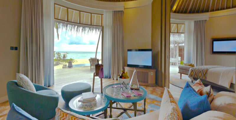The living room of a Beach House with Private Pool at The Nautilus Maldives.