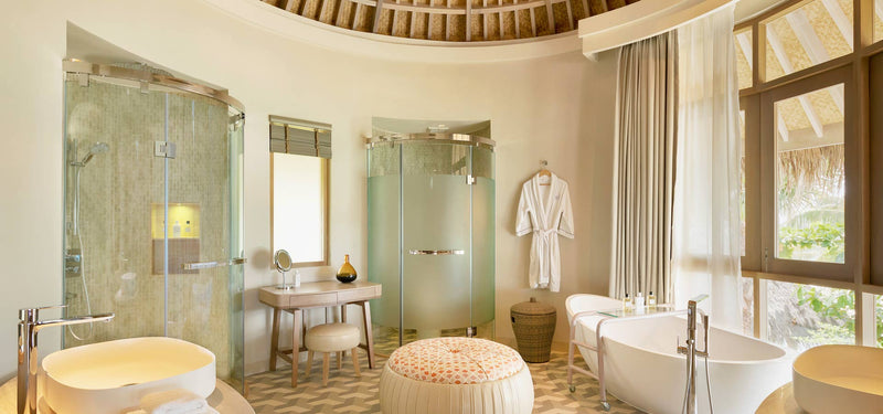 The bathroom of a Beach Residence with Private Pool at The Nautilus Maldives.