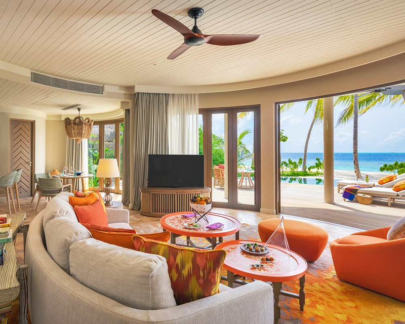 Another view of the living room of a Beach Residence with Private Pool at The Nautilus Maldives.