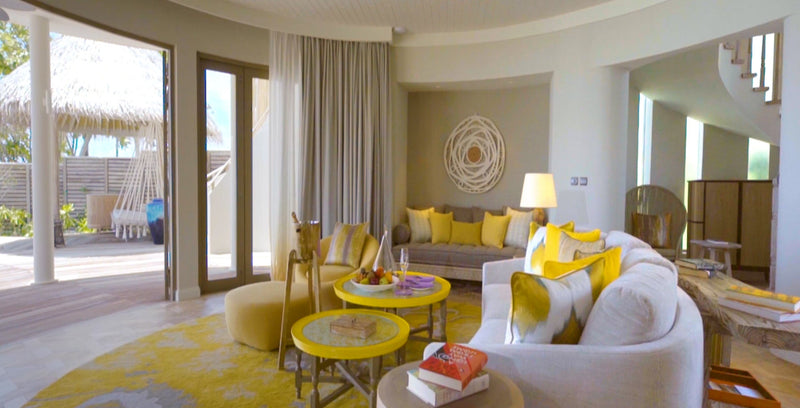 The living room of a Beach Residence with Private Pool at The Nautilus Maldives.