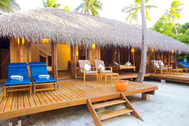 A Beach Villa Suite at Medhufushi Island Resort.
