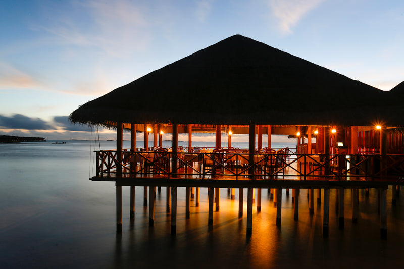 Villu Bar and Alfresco Restaurant at Medhufushi Island Resort.