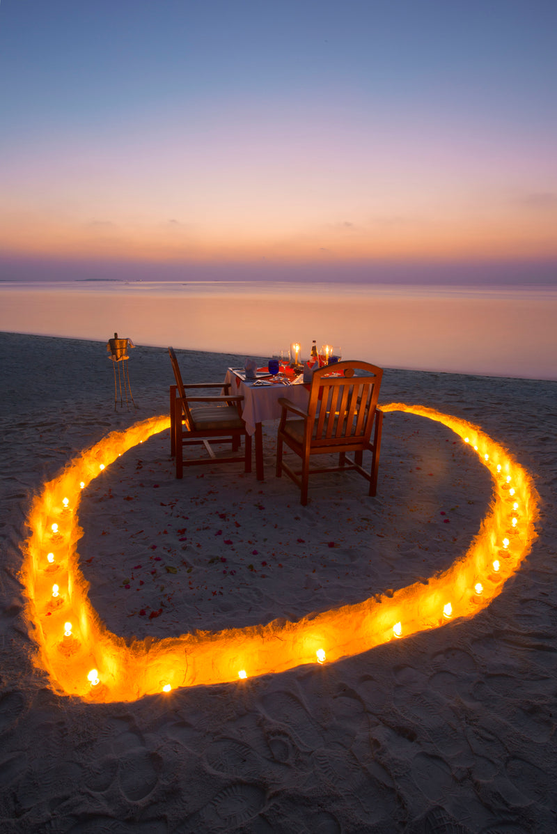 A beach dinner at Medhufushi Island Resort.