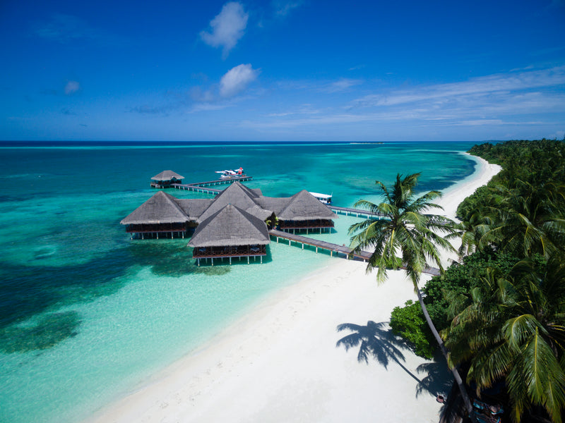 A third aerial view of Medhufushi Island Resort.