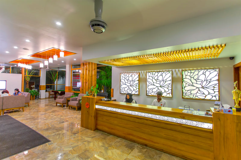 Lobby and reception at Kaani Village & Spa