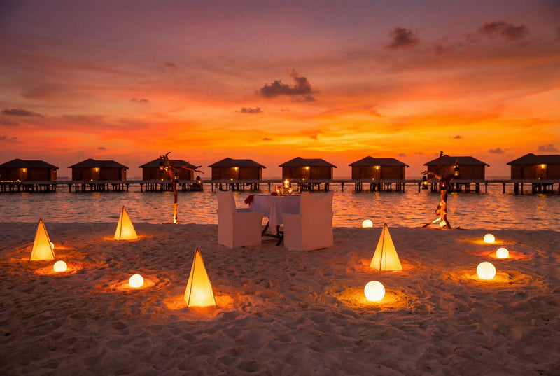 The beach at sunset at You & Me Maldives.