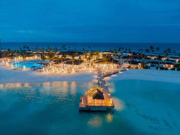 Joy Island at dusk, seen from the water.