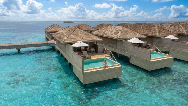 Jawakara Islands Maldives, Lhaviyani Atoll: Mabin water pool villas on stilts, each with a private pool on the deck