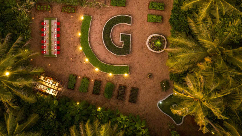 The chef's garden at Niyama Private Islands seen from above