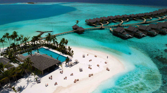 ananea Madivaru Maldives from the air, the beach and the villas along it