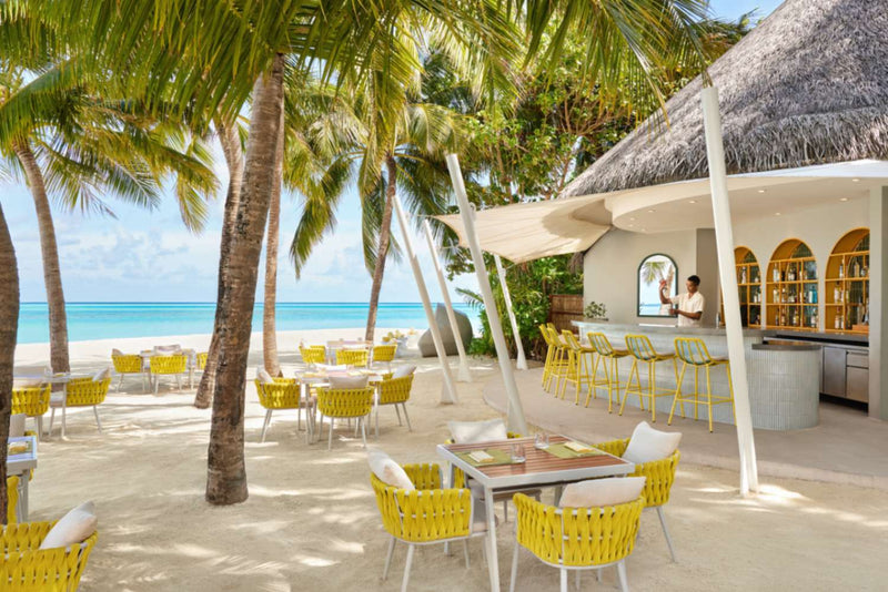 Bartender at Dune, the beach bar at Niyama Private Islands