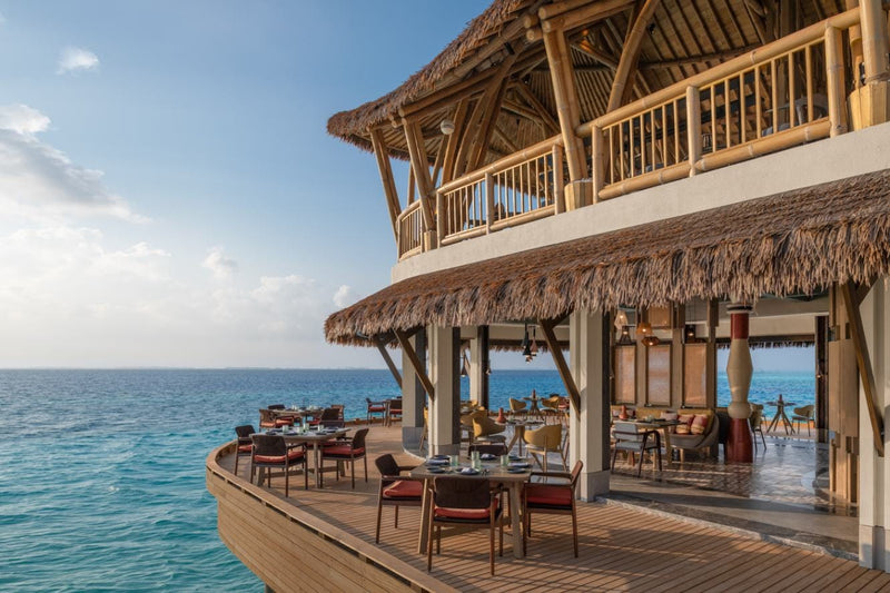 The outdoor deck at Athiri restaurant, JW Marriott Maldives Kaafu Atoll